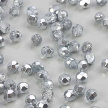 Fire Polish Coated 1/2 Silver (K2601) 6mm