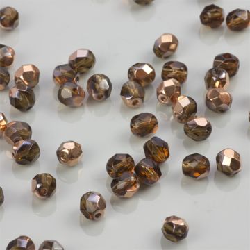 Fire Polish Copper - Smoky Topaz (C10230) 6mm