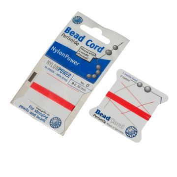 Nitka do pereł Nylon Power z igłą red 0,3mm