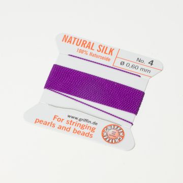 Nici jedwabne z igłą amethyst 0,6mm