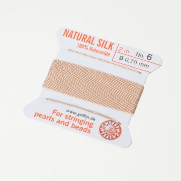 Nici jedwabne z igłą light pink 0,7mm