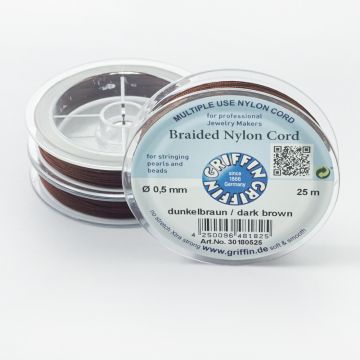 Griffin nylonowy sznurek do makramy dark brown 0,5mm