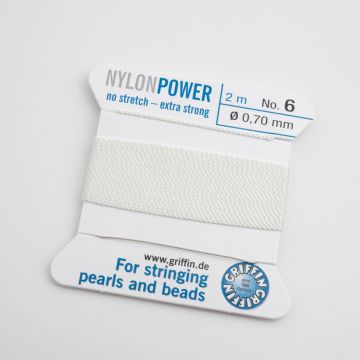 Nici Nylon Power z igłą white 0,7mm