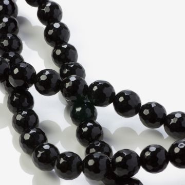 Onyks kulka fasetowana czarny 10mm - na sznurze