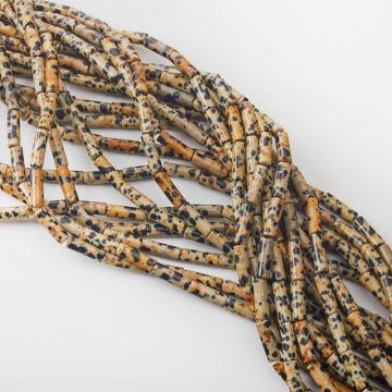 Jaspis dalmatyński słupek gładki 4x13mm - na sznurze