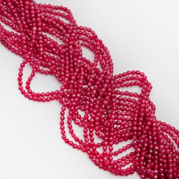 Jadeit kulka fasetowana czerwona 4,5mm