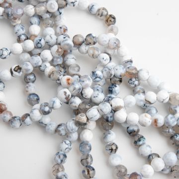 Agat kulka fasetowana biały 6mm