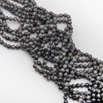 Larvikit kulka fasetowana szary 6mm - na sznurze