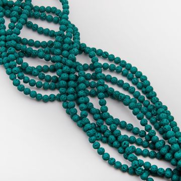 Lawa wulkaniczna lakierowana kulka ciemny zielony 6mm - na sznury