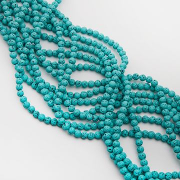 Lawa wulkaniczna lakierowana kulka turkusowy 6mm - na sznury