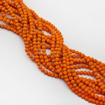 Lawa wulkaniczna lakierowana kulka pomarańczowy 6mm - na sznury
