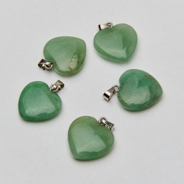 Zielony awenturyn zawieszka serce gładkie 28mm