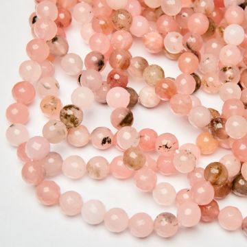 Jadeit kulka fasetowana mix różu 10mm