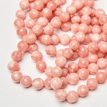 Jadeit kulka fasetowana brudny róż 12mm