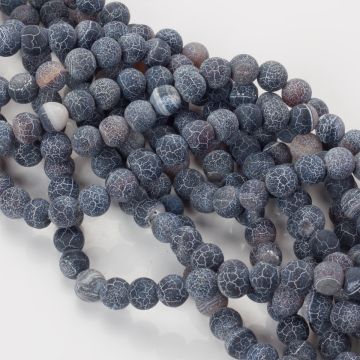 Agat matowy kulka spękana 8mm czarna