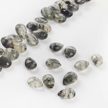 Brioletka briolette łezka fasetowana kwarc z turmalinem