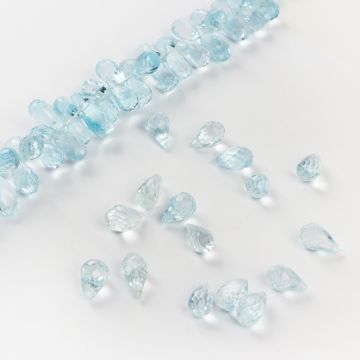 Kropla briolette fasetowana akwamaryn 9-12mm