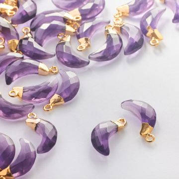 Ametyst syntetyczny księżyc fasetowany w okuciu 19mm