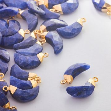 Sodalit księżyc zawieszka fasetowana w okuciu 19mm Sodalit księżyc zawieszka fasetowana w okuciu 19mm