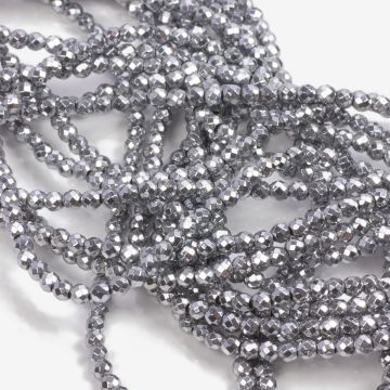 Hematyt platerowany kulka fasetowana silver 3mm