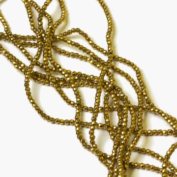 Hematyt platerowany kulka fasetowana gold 2mm