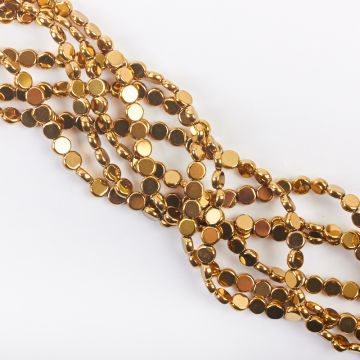 Hematyt platerowany krążek gładki gold 6,5mm