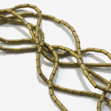 Hematyt platerowany walec mat gold 4x2mm