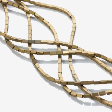 Hematyt platerowany słupek kwadratowy mat gold 4x2mm