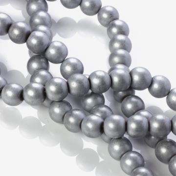 Hematyt platerowany kulka gładka mat silver 10mm