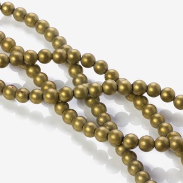 Hematyt platerowany kulka gładka mat gold 6mm