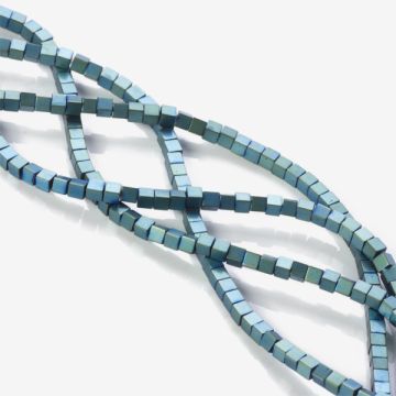 Hematyt platerowany kostka mat emerald 3x3mm