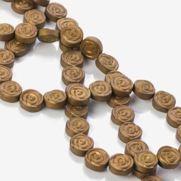Hematyt platerowany płaskie róże mat bronze 10x4mm