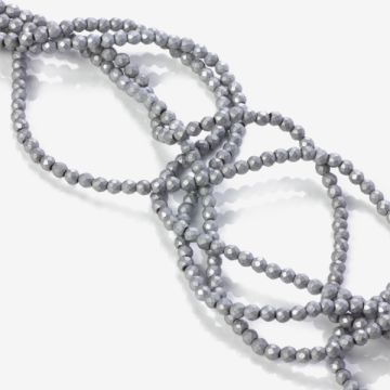 Hematyt platerowany kulka fasetowana mat silver 3mm