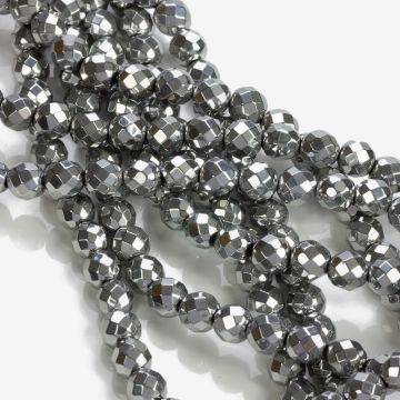 Hematyt platerowany kulka fasetowana silver 8mm