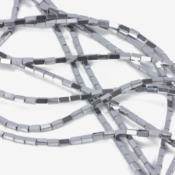 Hematyt platerowany słupek kwadratowy silver 4x2mm