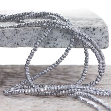 Hematyt platerowany oponka fasetowana silver 3x2mm