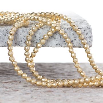 Hematyt platerowany kulka fasetowana light gold satine 4mm