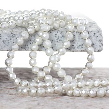 Hematyt platerowany kulka fasetowana light silver satine 6mm