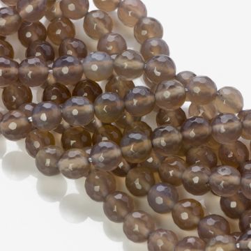 Agat kulki fasetowane szare 8mm