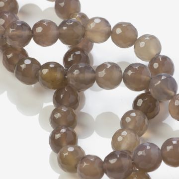 Agat kulki fasetowane szare 10mm