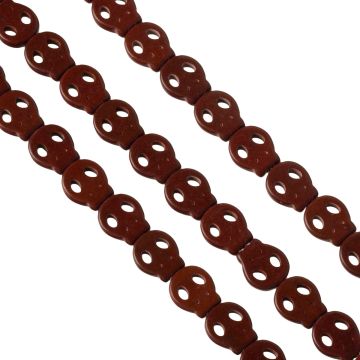 Howlit czaszka płaska 15mm brązowa