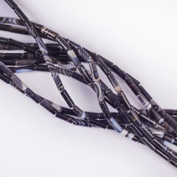 Agat czarny walec gładki 13x4mm