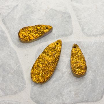 Kwarc dropy platerowane zestaw mosiądz