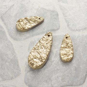 Kwarc dropy platerowane zestaw złoty