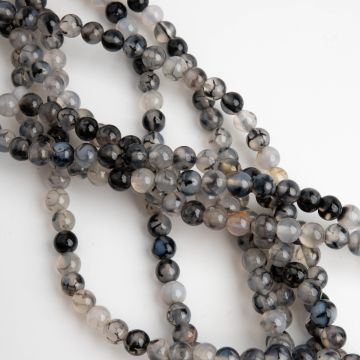 Agat kulka gładka szara spękana 6mm