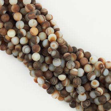 Agat matowy kulka gładka pasiasta 8mm