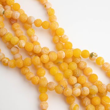 Agat kulka kwasowana matowa żółta 8mm