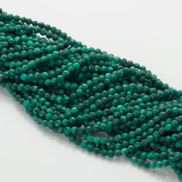 Malachit naturalny kulka fasetowana zielona 3-4mm Malachit naturalny kulka fasetowana zielona 3-4mm