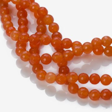 Jadeit kulka fasetowana pomarańczowa 8mm