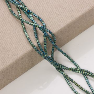 Hematyt platerowany kostka ścięta mat emarald 3x3mm